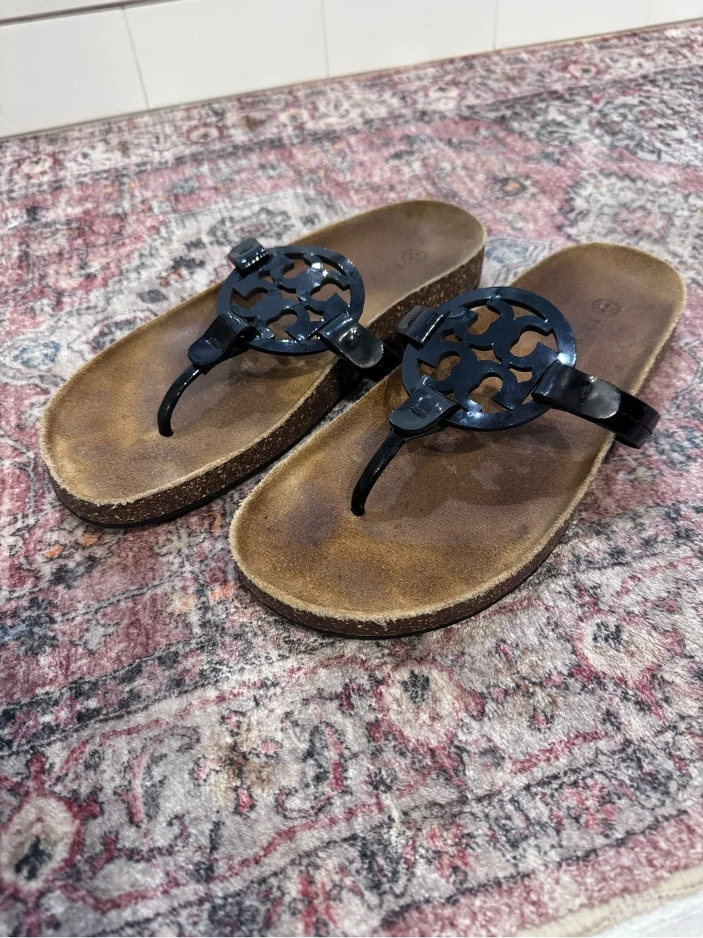 Tory Burch Black Patent Miller Cloud Sandals size 8.5